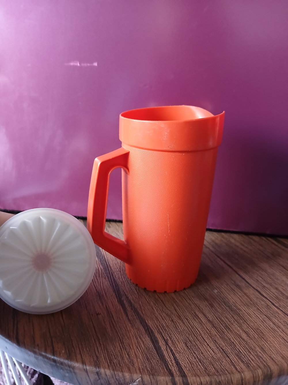 Vintage Tupperware Orange Plastic Pitcher With Lid